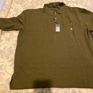 Greenish long sleeve button up polo shirt